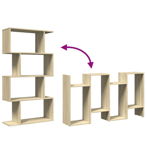 vidaXL Room Divider Bookcase 4-Tier Sonoma Oak 70x24x129 cm Engineered Wood