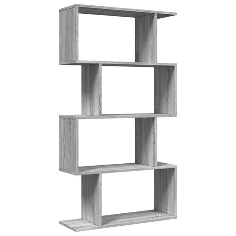 vidaXL Room Divider Bookcase 4-Tier Grey Sonoma 70x24x129 cm Engineered Wood
