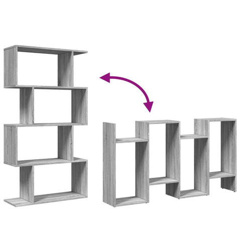 vidaXL Room Divider Bookcase 4-Tier Grey Sonoma 70x24x129 cm Engineered Wood