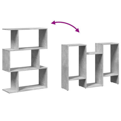 vidaXL Room Divider Bookcase 3-Tier Concrete Grey 70x24x97 cm Engineered Wood