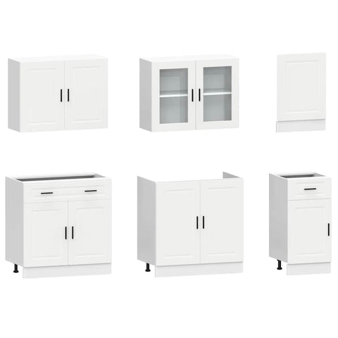 vidaXL 7 Piece Kitchen Cabinet Set Porto White Engineered Wood