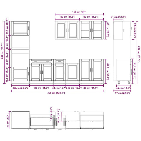 vidaXL 7 Piece Kitchen Cabinet Set Kalmar Grey Sonoma Engineered Wood