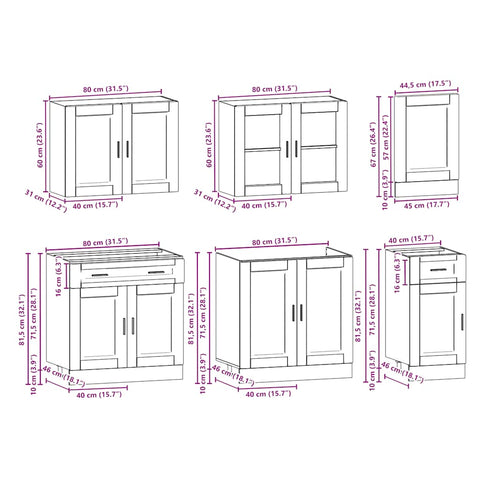 vidaXL 7 Piece Kitchen Cabinet Set Porto Old Wood Engineered Wood