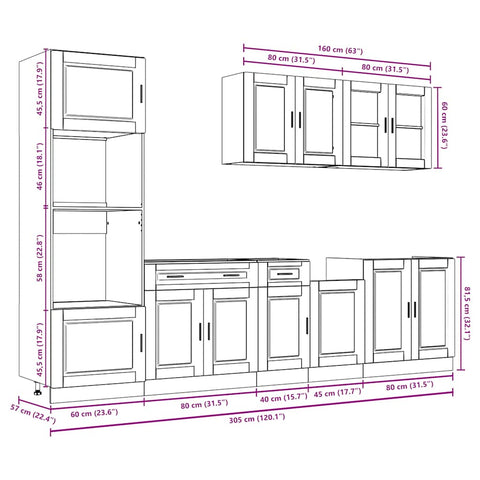 vidaXL 7 Piece Kitchen Cabinet Set Porto Old Wood Engineered Wood