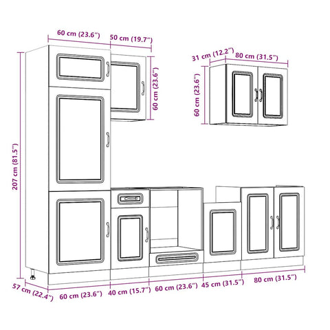 vidaXL 7 Piece Kitchen Cabinet Set Kalmar Black Engineered Wood