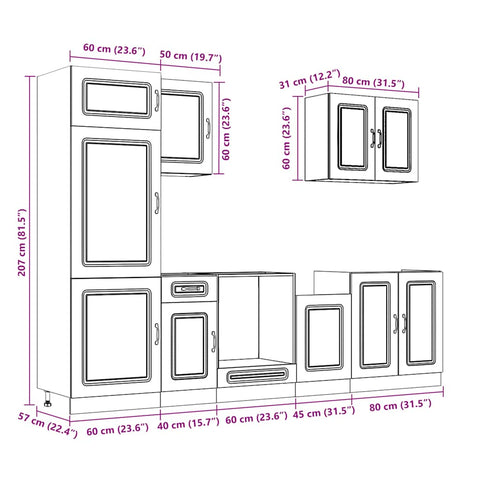 vidaXL 7 Piece Kitchen Cabinet Set Kalmar High Gloss White Engineered Wood