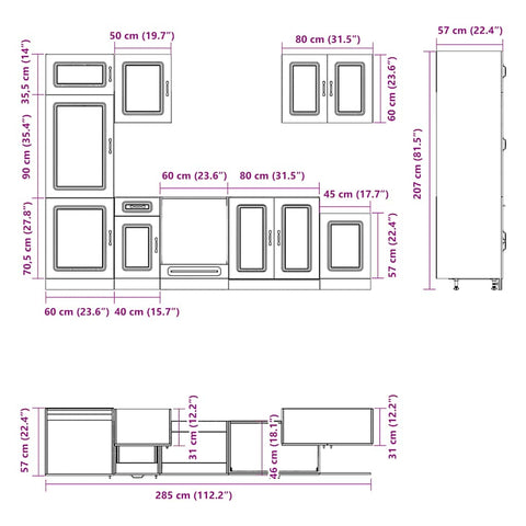 vidaXL 7 Piece Kitchen Cabinet Set Kalmar Sonoma Oak Engineered Wood