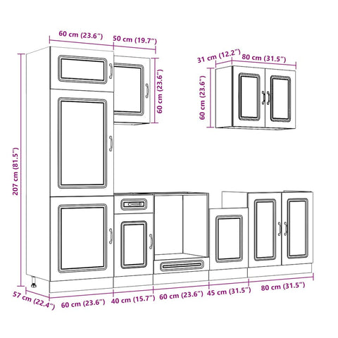 vidaXL 7 Piece Kitchen Cabinet Set Kalmar Sonoma Oak Engineered Wood