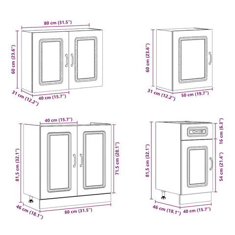 vidaXL 7 Piece Kitchen Cabinet Set Kalmar Old Wood Engineered Wood