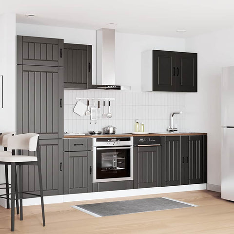 vidaXL 7 Piece Kitchen Cabinet Set Lucca Black Engineered Wood