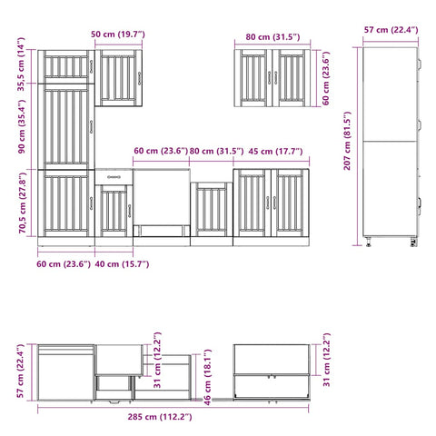 vidaXL 7 Piece Kitchen Cabinet Set Lucca Black Engineered Wood