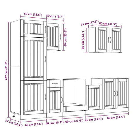 vidaXL 7 Piece Kitchen Cabinet Set Lucca Black Engineered Wood