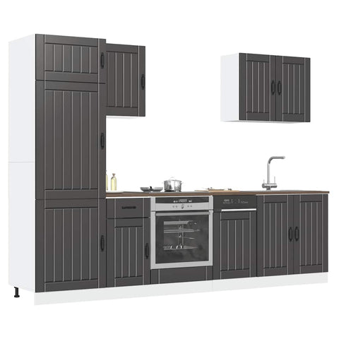 vidaXL 7 Piece Kitchen Cabinet Set Lucca Black Engineered Wood