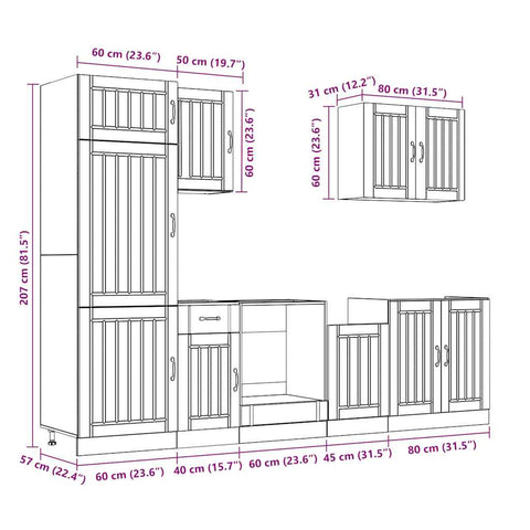 vidaXL 7 Piece Kitchen Cabinet Set Kalmar Sonoma Oak Engineered Wood