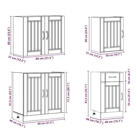 vidaXL 7 Piece Kitchen Cabinet Set Lucca Smoked Oak Engineered Wood