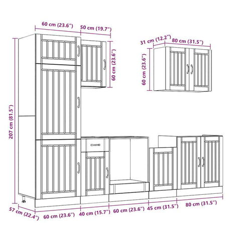 vidaXL 7 Piece Kitchen Cabinet Set Lucca Smoked Oak Engineered Wood