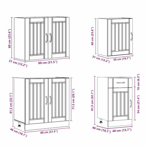 vidaXL 7 Piece Kitchen Cabinet Set Lucca Old Wood Engineered Wood