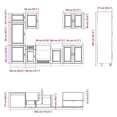 vidaXL 7 Piece Kitchen Cabinet Set Porto White Engineered Wood