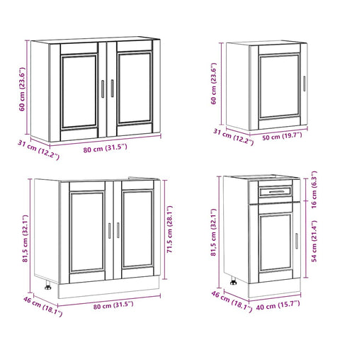vidaXL 7 Piece Kitchen Cabinet Set Porto White Engineered Wood