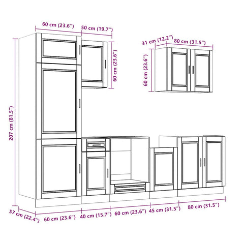 vidaXL 7 Piece Kitchen Cabinet Set Porto White Engineered Wood