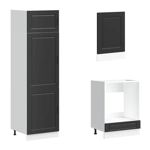vidaXL 7 Piece Kitchen Cabinet Set Porto Black Engineered Wood