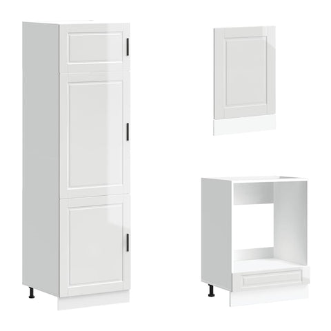 vidaXL 7 Piece Kitchen Cabinet Set Porto High Gloss White Engineered Wood