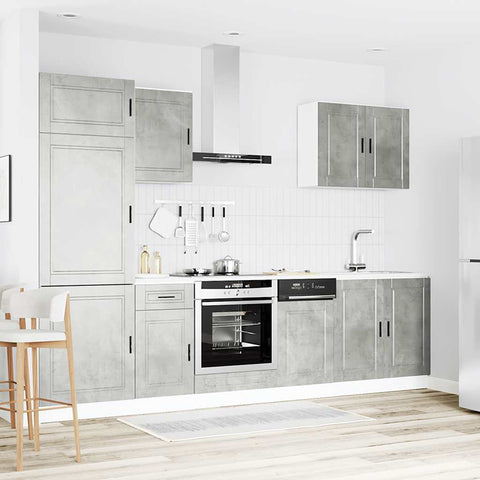 vidaXL 7 Piece Kitchen Cabinet Set Porto Concrete Grey Engineered Wood