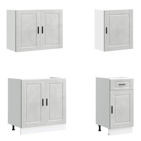 vidaXL 7 Piece Kitchen Cabinet Set Porto Concrete Grey Engineered Wood