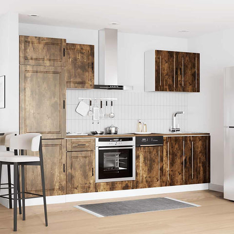 vidaXL 7 Piece Kitchen Cabinet Set Porto Smoked Oak Engineered Wood