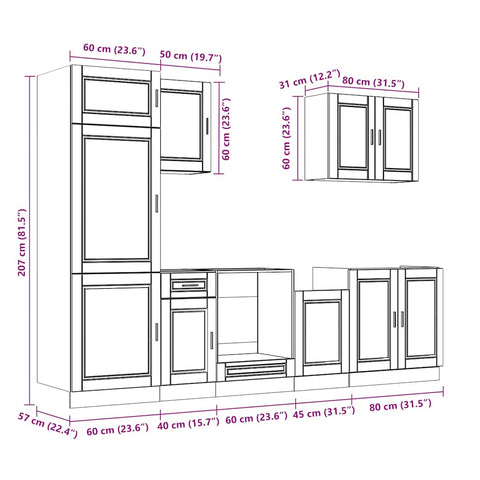 vidaXL 7 Piece Kitchen Cabinet Set Porto Old Wood Engineered Wood