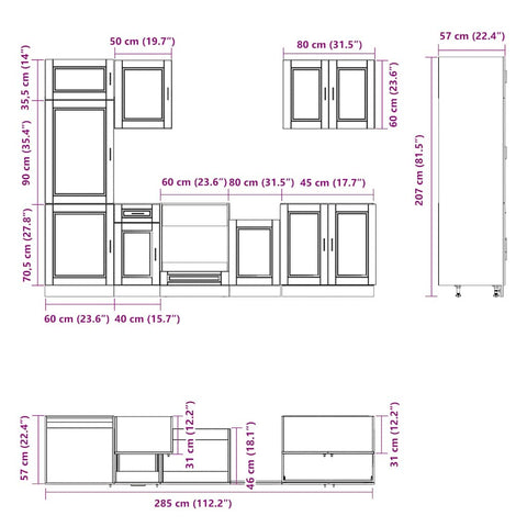 vidaXL 7 Piece Kitchen Cabinet Set Kalmar Artisan Oak Engineered Wood
