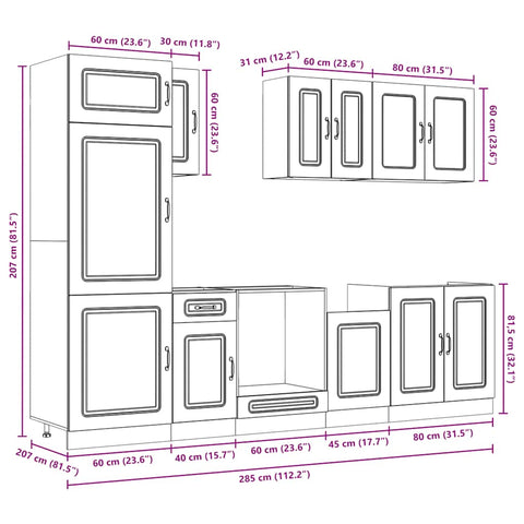 vidaXL 8 Piece Kitchen Cabinet Set Kalmar White Engineered Wood