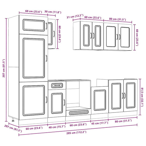 vidaXL 8 Piece Kitchen Cabinet Set Kalmar Black Engineered Wood