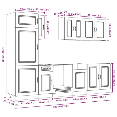 vidaXL 8 Piece Kitchen Cabinet Set Kalmar Brown Oak Engineered Wood