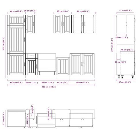 vidaXL 8 Piece Kitchen Cabinet Set Lucca Sonoma Oak Engineered Wood