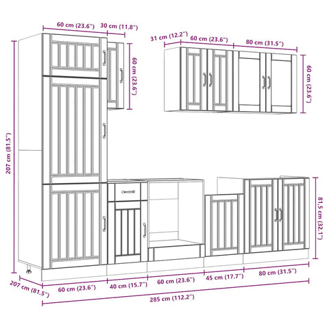 vidaXL 8 Piece Kitchen Cabinet Set Lucca Sonoma Oak Engineered Wood
