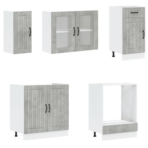 vidaXL 8 Piece Kitchen Cabinet Set Lucca Concrete Grey Engineered Wood