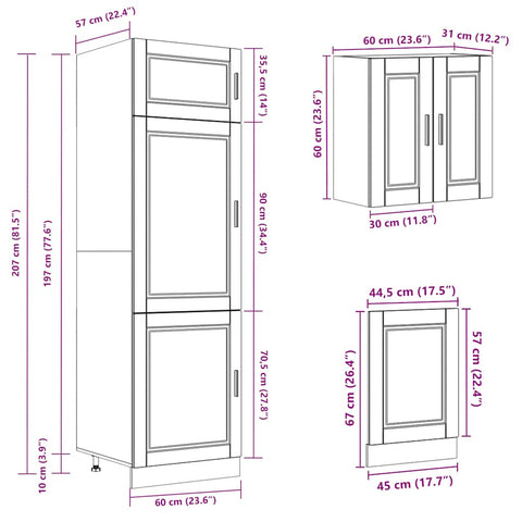 vidaXL 8 Piece Kitchen Cabinet Set Porto Black Engineered Wood