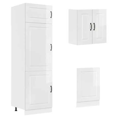 vidaXL 8 Piece Kitchen Cabinet Set Porto High Gloss White Engineered Wood