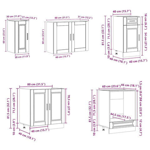 vidaXL 8 Piece Kitchen Cabinet Set Porto High Gloss White Engineered Wood