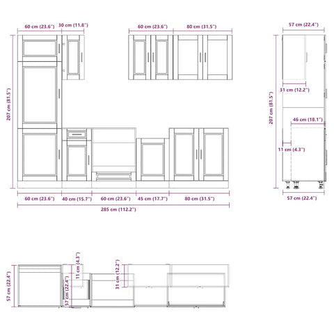 vidaXL 8 Piece Kitchen Cabinet Set Kalmar Grey Sonoma Engineered Wood