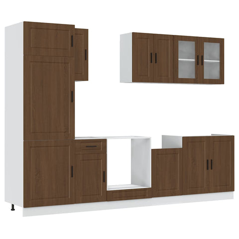 vidaXL 8 Piece Kitchen Cabinet Set Kalmar Brown Oak Engineered Wood