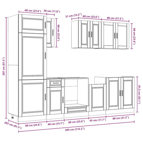 vidaXL 8 Piece Kitchen Cabinet Set Kalmar Old Wood Engineered Wood