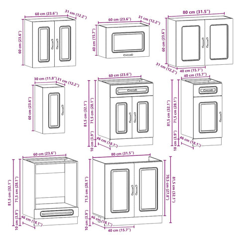 vidaXL 8 Piece Kitchen Cabinet Set Kalmar Black Engineered Wood