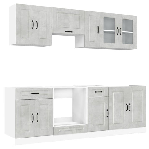 vidaXL 8 Piece Kitchen Cabinet Set Kalmar Concrete Grey Engineered Wood