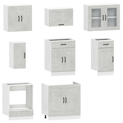 vidaXL 8 Piece Kitchen Cabinet Set Kalmar Concrete Grey Engineered Wood