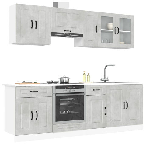 vidaXL 8 Piece Kitchen Cabinet Set Kalmar Concrete Grey Engineered Wood