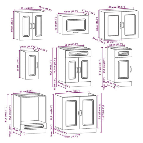 vidaXL 8 Piece Kitchen Cabinet Set Kalmar Brown Oak Engineered Wood