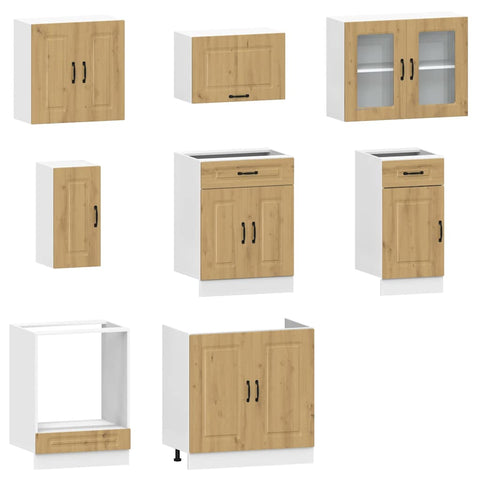 vidaXL 8 Piece Kitchen Cabinet Set Kalmar Artisan Oak Engineered Wood