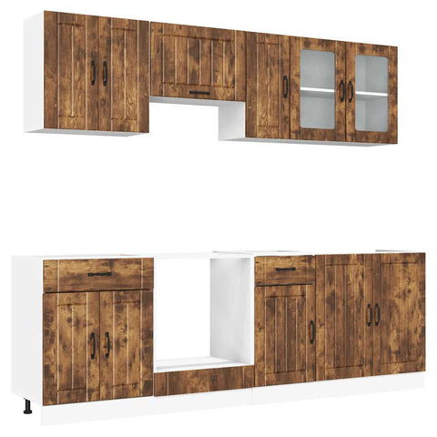 vidaXL 8 Piece Kitchen Cabinet Set Lucca Smoked Oak Engineered Wood